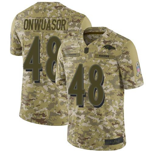 Ravens #48 Patrick Onwuasor Camo Men's Stitched Football Limited 2018 Salute To Service Jersey
