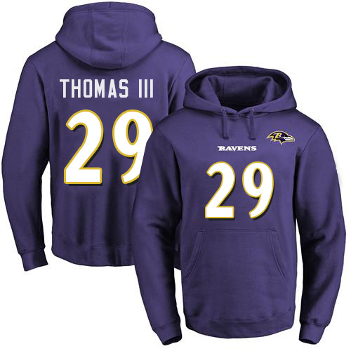 Nike Ravens #29 Earl Thomas III Purple Name & Number Pullover NFL Hoodie