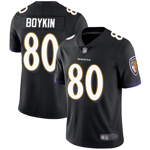 Ravens #80 Miles Boykin Black Alternate Men's Stitched Football Vapor Untouchable Limited Jersey