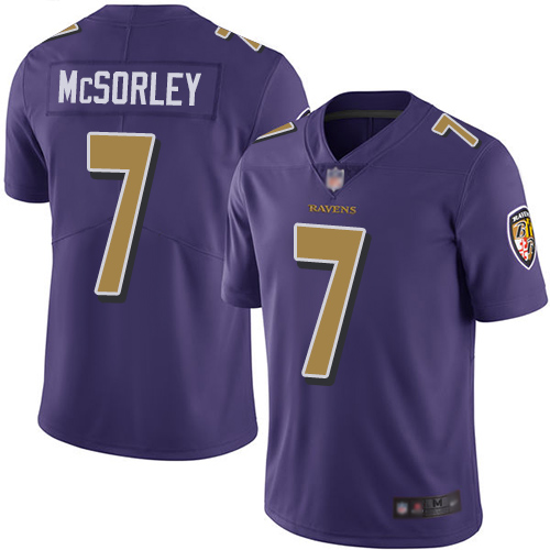 Ravens #7 Trace McSorley Purple Men's Stitched Football Limited Rush Jersey