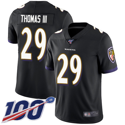 Ravens #29 Earl Thomas III Black Alternate Men's Stitched Football 100th Season Vapor Limited Jersey