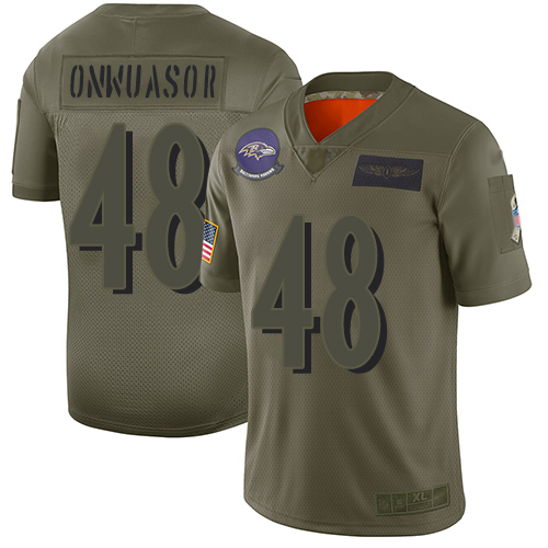 Ravens #48 Patrick Onwuasor Camo Men's Stitched Football Limited 2019 Salute To Service Jersey
