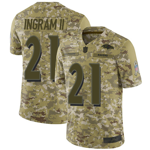 Ravens #21 Mark Ingram II Camo Men's Stitched Football Limited 2018 Salute To Service Jersey