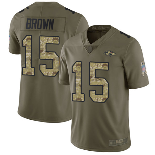 Ravens #15 Marquise Brown Olive/Camo Men's Stitched Football Limited 2017 Salute To Service Jersey
