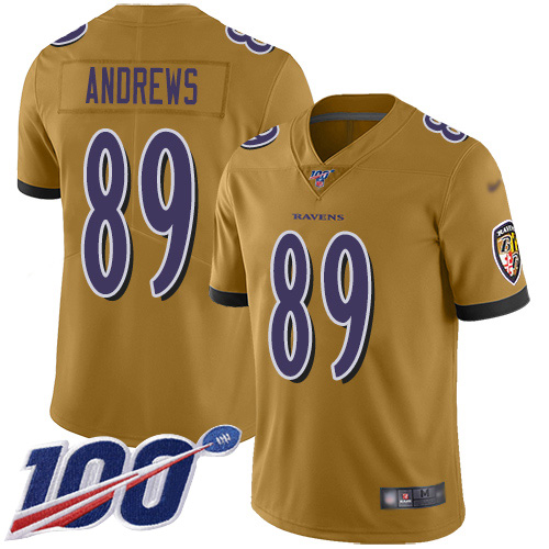 Ravens #89 Mark Andrews Gold Men's Stitched Football Limited Inverted Legend 100th Season Jersey
