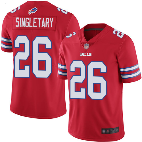 Bills #26 Devin Singletary Red Men's Stitched Football Limited Rush Jersey