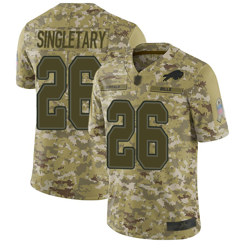 Bills #40 Devin Singletary Camo Men's Stitched Football Limited 2018 Salute To Service Jersey