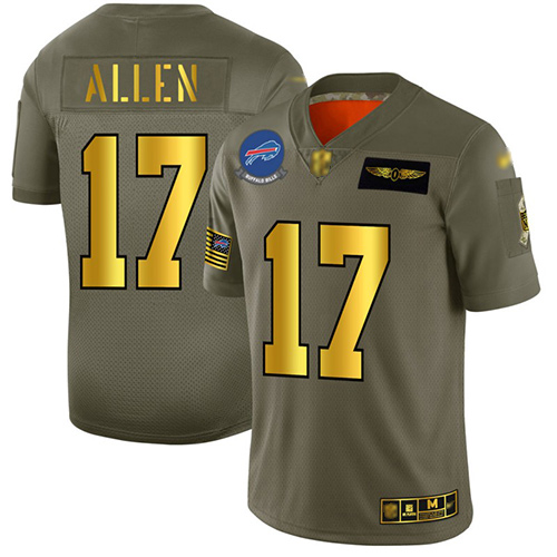 Bills #17 Josh Allen Camo/Gold Men's Stitched Football Limited 2019 Salute To Service Jersey