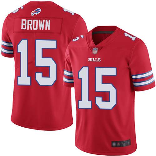 Bills #15 John Brown Red Men's Stitched Football Limited Rush Jersey