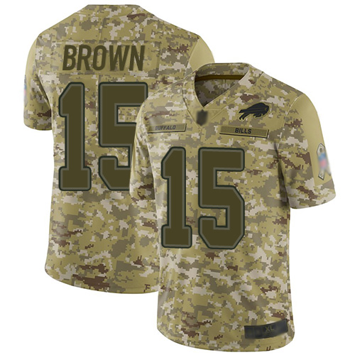 Bills #15 John Brown Camo Men's Stitched Football Limited 2018 Salute To Service Jersey