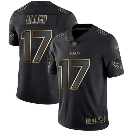 Bills #17 Josh Allen Black/Gold Men's Stitched Football Vapor Untouchable Limited Jersey