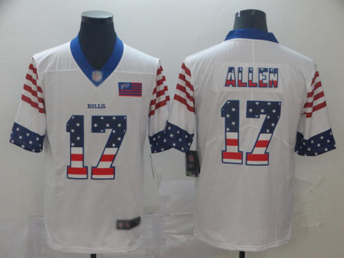 Bills #17 Josh Allen White Men's Stitched Football Limited Independence Day Jersey