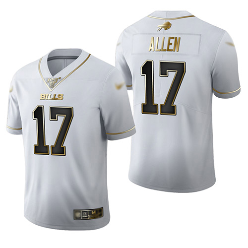 Bills #17 Josh Allen White Men's Stitched Football Limited Golden Edition Jersey