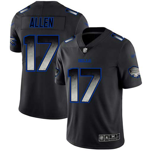 Bills #17 Josh Allen Black Men's Stitched Football Vapor Untouchable Limited Smoke Fashion Jersey