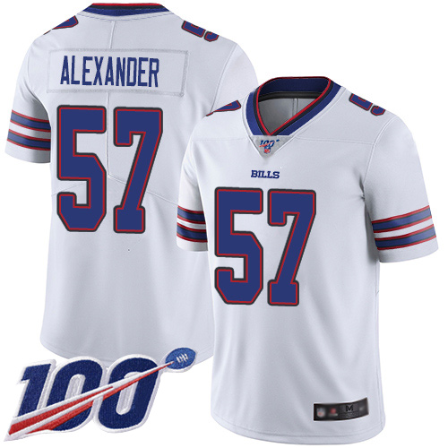 Bills #57 Lorenzo Alexander White Men's Stitched Football 100th Season Vapor Limited Jersey