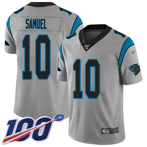 Panthers #10 Curtis Samuel Silver Men's Stitched Football Limited Inverted Legend 100th Season Jersey