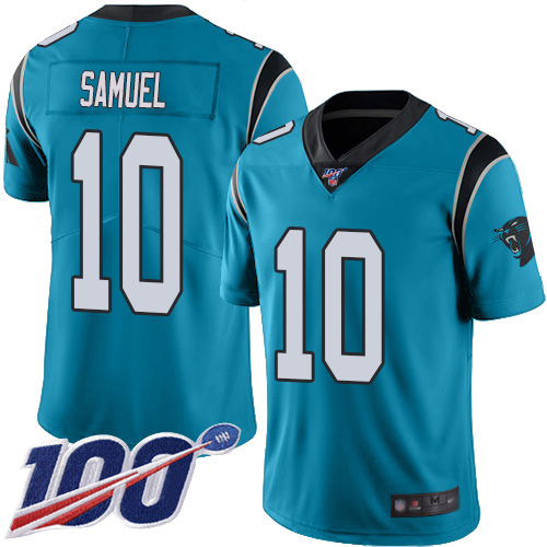 Panthers #10 Curtis Samuel Blue Men's Stitched Football Limited Rush 100th Season Jersey