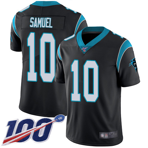 Panthers #10 Curtis Samuel Black Team Color Men's Stitched Football 100th Season Vapor Limited Jersey