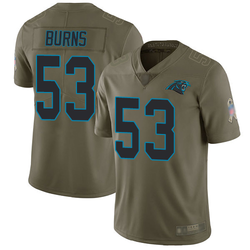 Panthers #53 Brian Burns Olive Men's Stitched Football Limited 2017 Salute To Service Jersey