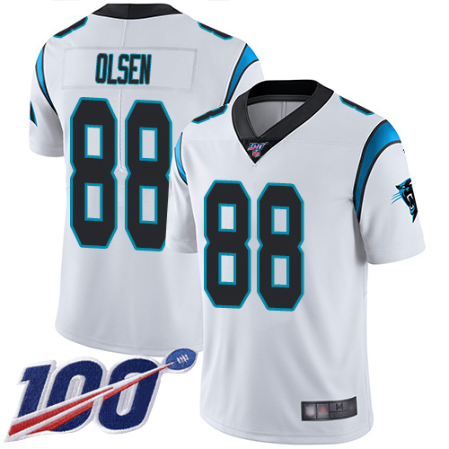 Panthers #88 Greg Olsen White Men's Stitched Football 100th Season Vapor Limited Jersey