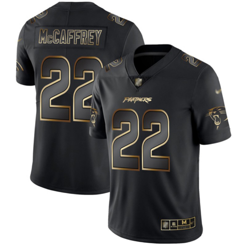 Panthers #22 Christian McCaffrey Black/Gold Men's Stitched Football Vapor Untouchable Limited Jersey