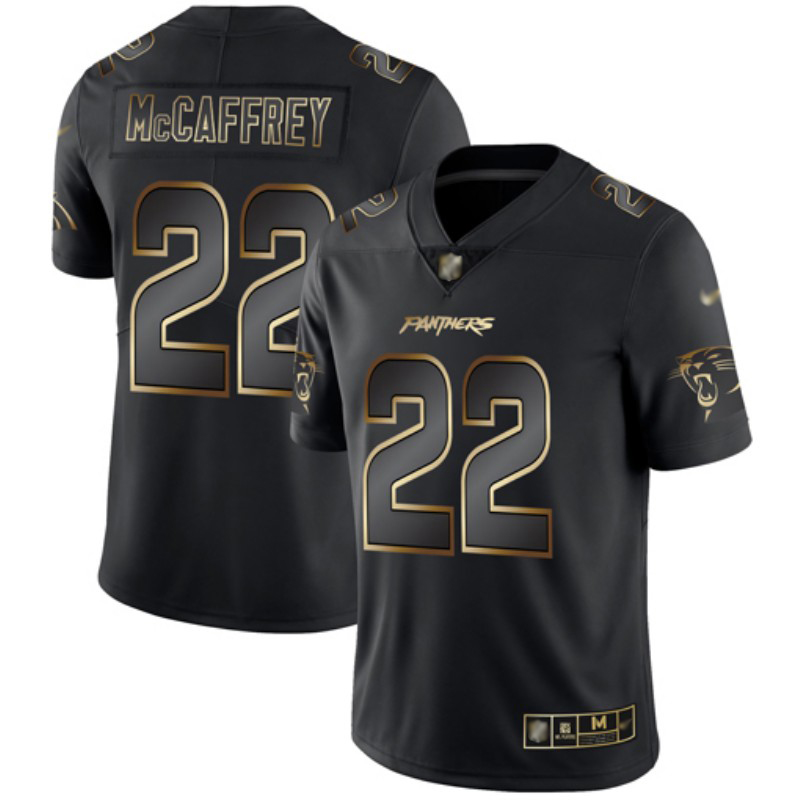 Panthers #22 Christian McCaffrey Black/Gold Men's Stitched Football Vapor Untouchable Limited Jersey Panthers #22 Christian McCaffrey Black/Gold Men's Stitched Football Vapor Untouchable Limited Jersey