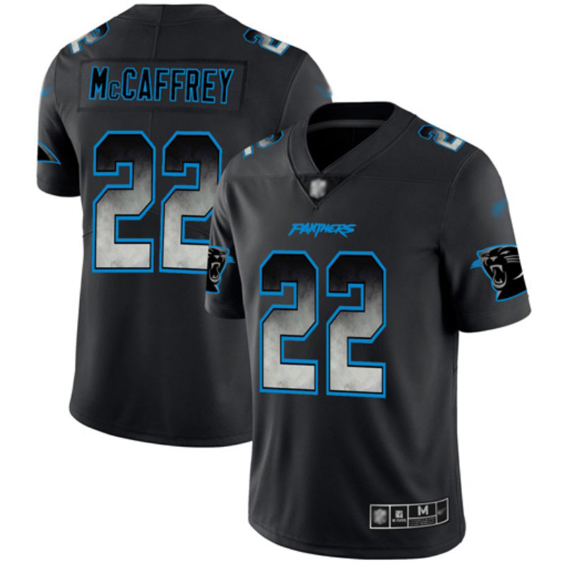 Panthers #22 Christian McCaffrey Black Men's Stitched Football Vapor Untouchable Limited Smoke Fashion Jersey