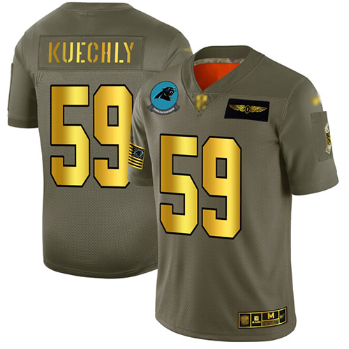 Panthers #59 Luke Kuechly Camo/Gold Men's Stitched Football Limited 2019 Salute To Service Jersey
