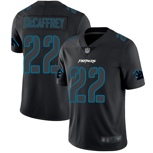 Panthers #22 Christian McCaffrey Black Men's Stitched Football Limited Rush Impact Jersey