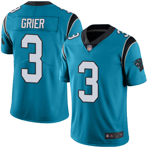 Panthers #3 Will Grier Blue Men's Stitched Football Limited Rush Jersey