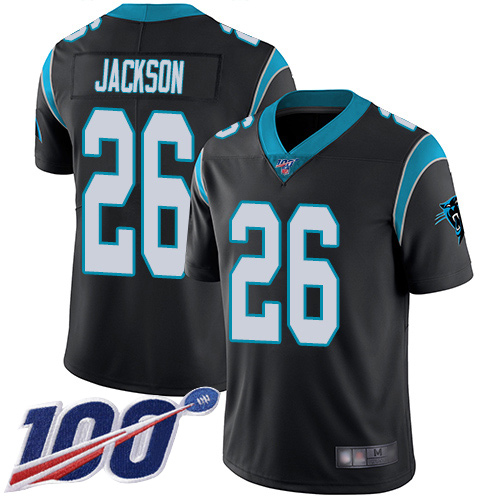 Panthers #26 Donte Jackson Black Team Color Men's Stitched Football 100th Season Vapor Limited Jersey