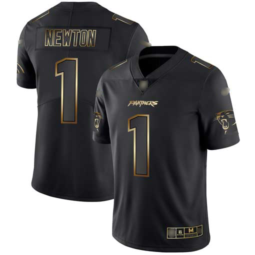 Panthers #1 Cam Newton Black/Gold Men's Stitched Football Vapor Untouchable Limited Jersey