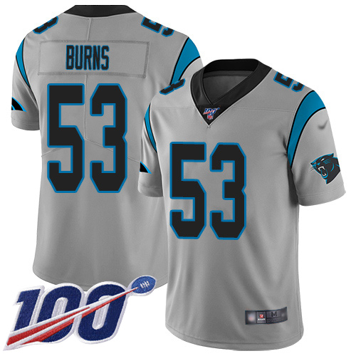 Panthers #53 Brian Burns Silver Men's Stitched Football Limited Inverted Legend 100th Season Jersey