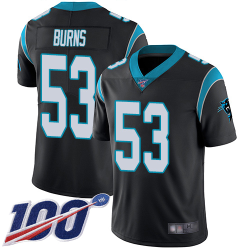 Panthers #53 Brian Burns Black Team Color Men's Stitched Football 100th Season Vapor Limited Jersey
