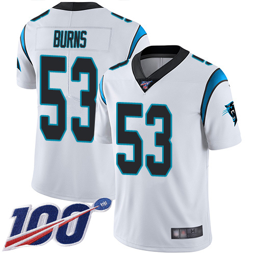 Panthers #53 Brian Burns White Men's Stitched Football 100th Season Vapor Limited Jersey
