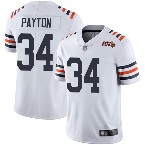 Bears #34 Walter Payton White Alternate Men's Stitched Football Vapor Untouchable Limited 100th Season Jersey
