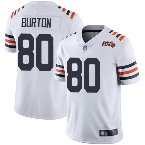 Bears #80 Trey Burton White Alternate Men's Stitched Football Vapor Untouchable Limited 100th Season Jersey
