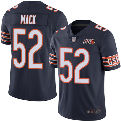 Bears #52 Khalil Mack Navy Blue Team Color Men's Stitched Football 100th Season Vapor Limited Jersey