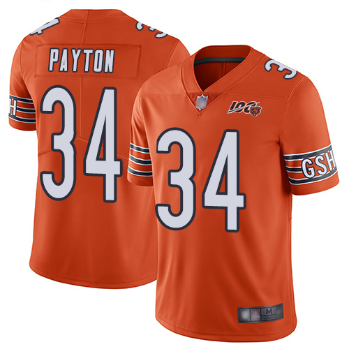 Bears #34 Walter Payton Orange Men's Stitched Football Limited Rush 100th Season Jersey