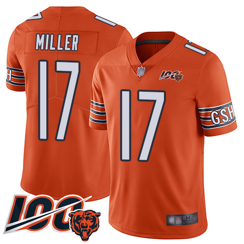 Bears #17 Anthony Miller Orange Men's Stitched Football Limited Rush 100th Season Jersey
