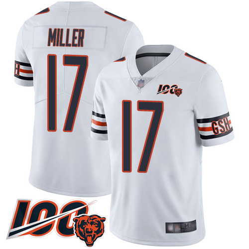 Bears #17 Anthony Miller White Men's Stitched Football 100th Season Vapor Limited Jersey