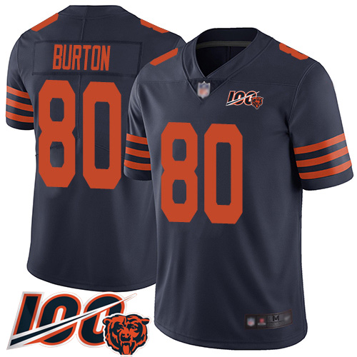 Bears #80 Trey Burton Navy Blue Alternate Men's Stitched Football 100th Season Vapor Limited Jersey