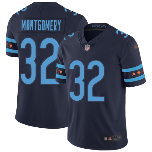 Bears #32 David Montgomery Navy Blue Team Color Men's Stitched Football Limited City Edtion Jersey