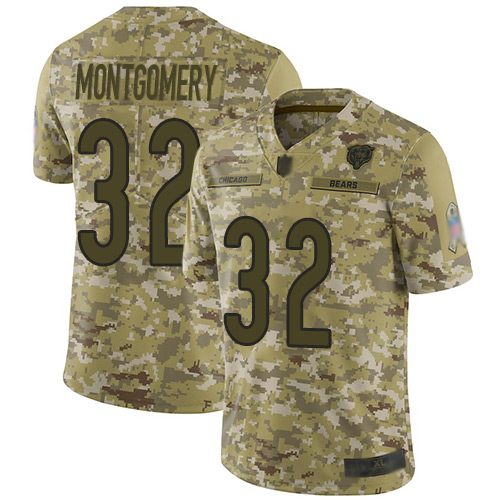 Bears #32 David Montgomery Camo Men's Stitched Football Limited 2018 Salute To Service Jersey