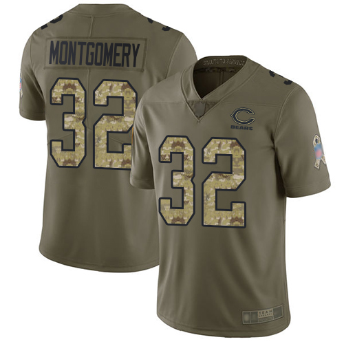 Bears #32 David Montgomery Olive/Camo Men's Stitched Football Limited 2017 Salute To Service Jersey