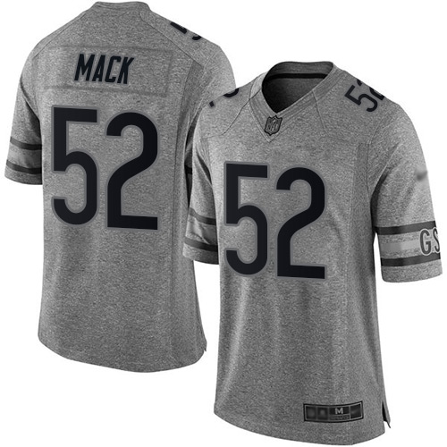 Bears #52 Khalil Mack Gray Men's Stitched Football Limited Gridiron Gray Jersey