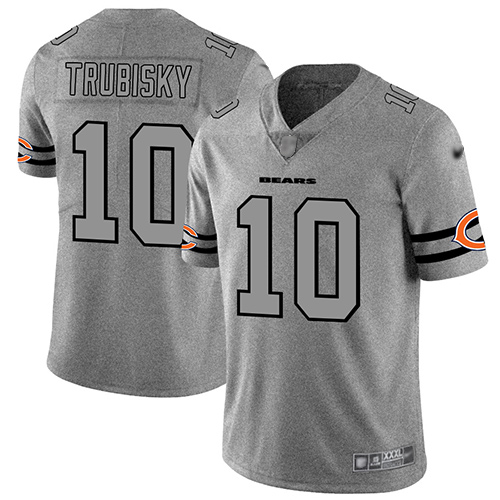 Bears #10 Mitchell Trubisky Gray Men's Stitched Football Limited Team Logo Gridiron Jersey