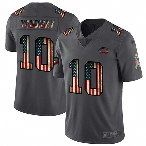 Bears #10 Mitchell Trubisky Carbon Black Men's Stitched Football Limited Retro Flag Jersey