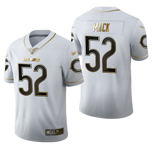 Bears #52 Khalil Mack White Men's Stitched Football Limited Golden Edition Jersey