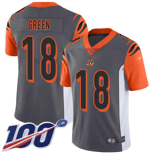 Bengals #18 A.J. Green Silver Men's Stitched Football Limited Inverted Legend 100th Season Jersey